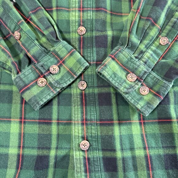 Duluth Trading Shirt Mens Large Green Free Swingin Flannel Trim Fit Large - Picture 3 of 12